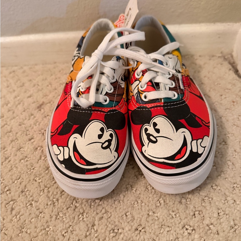 Vans Kids Mickey Canvas Sneakers in Red, Black, White
